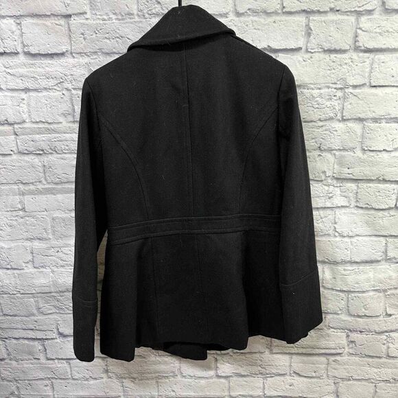 Michael Kors Pea Coat Womens Medium Black Wool Long - Picture 7 of 9